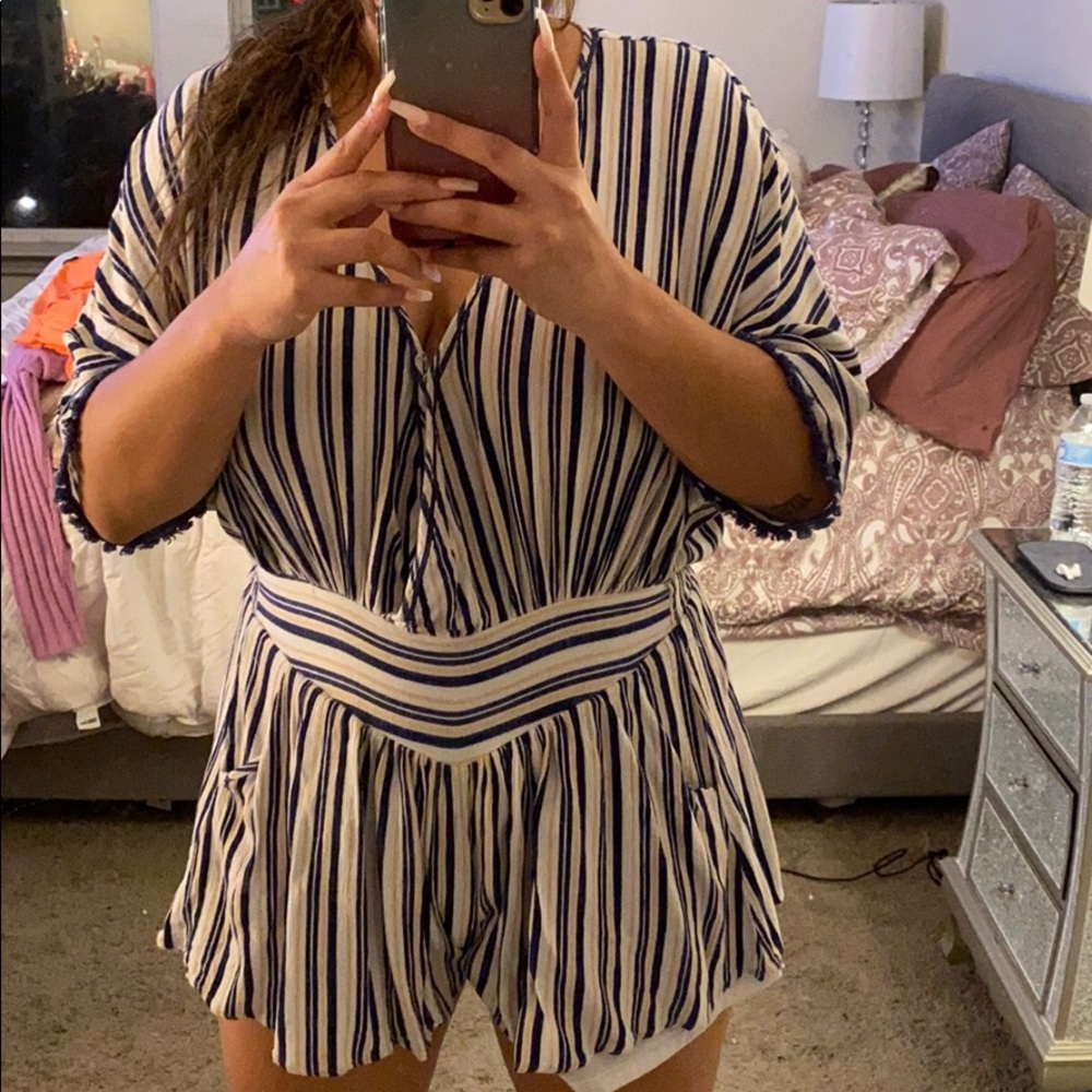 Blue and yellow romper